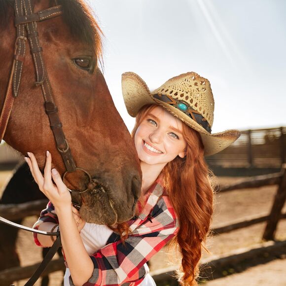 8579 Straw Cowboy Hat Western With Decorative Bands, Hat Size Fits 22.04 To main image 5